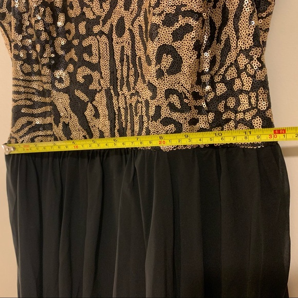 Gold Black Sequinned Dress Short front long back - Picture 8 of 11